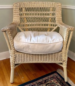 lot 113 image: White Rattan  Wicker Chair