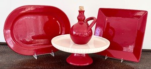 lot 79 image: Beautiful Lot of Red and White Kitchenware including Plate and Platter by Waechtersbach and More