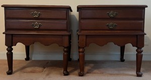 lot 6 image: Pair of Vintage Dark Brown Bedside Tables Made by Baumritter