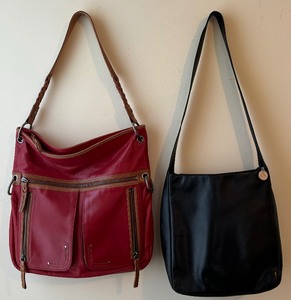 lot 185 image: Two Fabulous Leather Purses in Deep Red and Black with Brown Details by The Sak