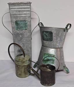 lot 57 image: Variety of Metal PlantersDecor