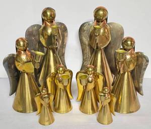 lot 152 image: Set of Eight Brass & Copper Angel Candleholders