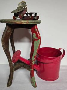 lot 169 image: Weathered Vintage Stool, Ice Skates & More