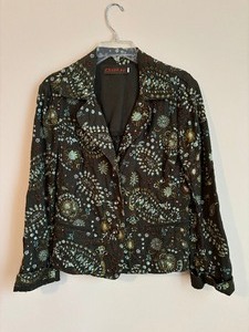 lot 229 image: Johnny Was Jacket  Blazer Quilted in Brown Floral Design