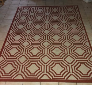 lot 251 image: Area Rug Indoor or Outdoor Deco Trellis True Red and Sand by Safavieh