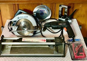 lot 245 image: Tools including Electric Circular Saw and Drill by Black and Decker
