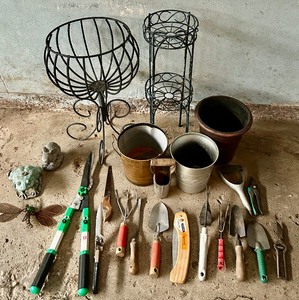lot 249 image: Garden Helper Including Plant Stands, Pots, Tools and Yard Decor
