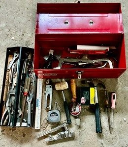 lot 250A image: Red Stack-On Tool Box and Tools