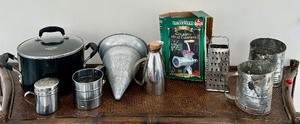 lot 214 image: Variety of Kitchen Essentials Including a Vintage Stieve, Meat Chopper and More