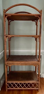 lot 18 image: Vintage Bamboo Rattan Bookshelf