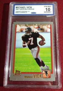 lot 26 image: 2001 Topps Michael Vick Rookie Card - CCG 10