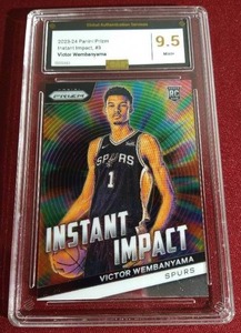 lot 55 image: 2023-24 Prizm Victor Wembanyama Rookie Card - Global Authentication Services 9.5