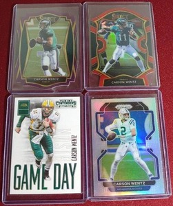 lot 68 image: (4) Carson Wentz Cards - (3) Prizms