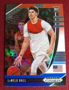 lot 71 image: 2020 Prizm LaMelo Ball RedWhiteBlue Prizm Rookie Card