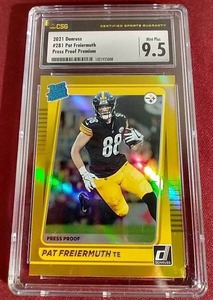 lot 76 image: 2021 Donruss Pat Freiermuth Gold Press Proof Rated Rookie - CSG 9.5