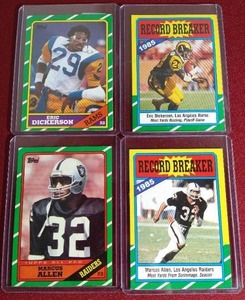 lot 79 image: (4) 1986 Topps Football Legends Cards - Dickerson & Allen