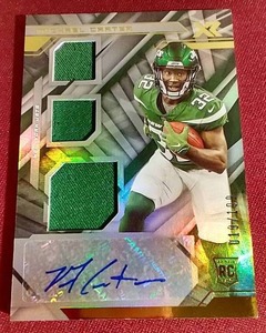lot 89 image: 2021 Panini XR Michael Carter Rookie Patch Auto Card - #d199