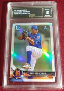 lot 103 image: 2018 Bowman Chrome Simeon Woods-Richardson 1st Bowman Refractor - GMA 10