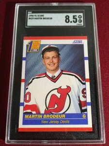 lot 134 image: 1990-91 Score Martin Brodeur Rookie Card - SGC 8.5