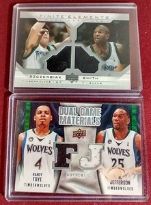 lot 142 image: (2) Timberwolves Dual Game-Used Relic Cards