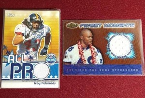 lot 145 image: (2) Vintage Pro Bowl Game-Worn Jersey Cards