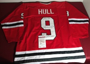 lot 153 image: Autographed & Inscribed Bobby Hull Hockey Jersey - WCOA