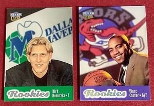 lot 155 image: (2) Basketball HOF Rookie Cards - Nowitzki & Carter