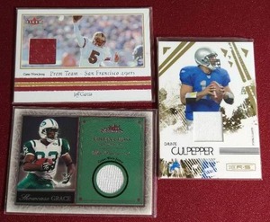 lot 166 image: (3) NFL Game-Used Jersey Cards