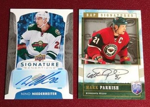 lot 170 image: (2) Minnesota Wild Autograph Cards