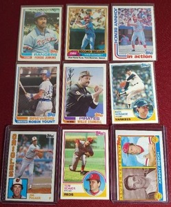 lot 184 image: (9) 1980s Baseball HOFer Cards
