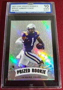 lot 191 image: 2021 Leaf JaMarr Chase Rookie Card #d25 - ISA 10