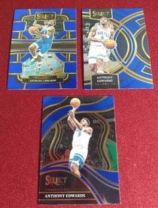 lot 200 image: (3) 2023-24 Select Anthony Edwards Cards - Concourse, Premier & Courtside