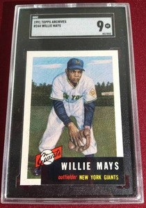 lot 201 image: 1991 Topps Archives Willie Mays - SGC 9