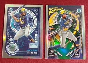 lot 206 image: (2) Bowman Chrome Jackson Chourio Refractor Prospect Cards