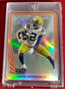 lot 208 image: 2020 Leaf Metal Justin Jefferson Orange Rookie Card - #d5