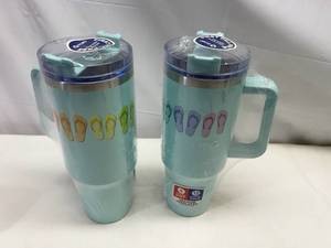 lot 5 image: MM. 2x CircleK Stainless Steel Vacuum Insulated Tumblers