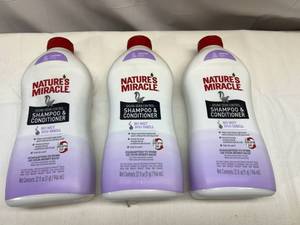 lot 38 image: MM. 3x Natures Miracle Dog Shampoo & Conditioner