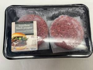 lot 57 image: C. 1.33lbs Bourbon Black Pepper Hamburger Patties
