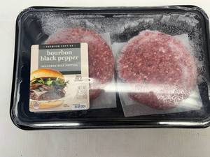 lot 62 image: C. 1.33lbs Bourbon Black Pepper Hamburger Patties