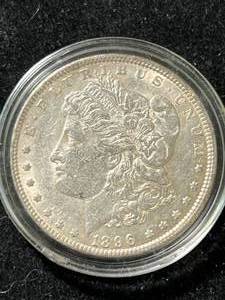 lot 23 image: 1896 US MORGAN SILVER DOLLAR IN AIRTITE