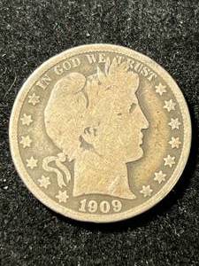 lot 26 image: 1909-O US BARBER HALF DOLLAR