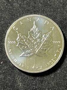 lot 31 image: 2013 CANADIAN MAPLE LEAF 1 TROY OZ .9999 FINE SILVER