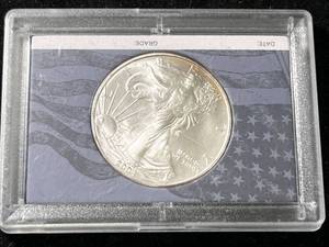 lot 34 image: 2004 AMERICAN SILVER EAGLE 1 TROY OZ .999 FINE SILVER IN CASE