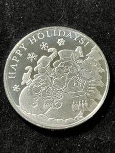 lot 41 image: 1 TROY OZ .999 FINE SILVER 2024 HAPPY HOLIDAYS ROUND