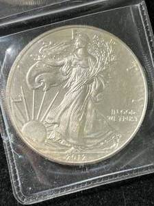 lot 46 image: 2012 AMERICAN SILVER EAGLE 1 TROY OZ .999 FINE SILVER
