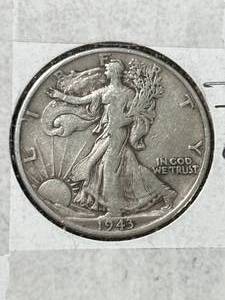 lot 47 image: 1943 US WALKING LIBERTY HALF DOLLAR