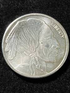 lot 48 image: 1 TROY OZ .999 FINE SILVER BUFFALO INDIAN ROUND