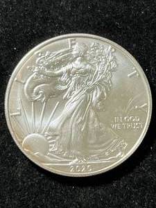lot 53 image: 2020 AMERICAN SILVER EAGLE 1 TROY OZ .999 FINE SILVER