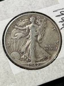 lot 54 image: 1942 US WALKING LIBERTY HALF DOLLAR