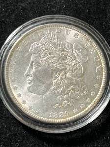 lot 58 image: 1889 US MORGAN SILVER DOLLAR IN AIRTITE